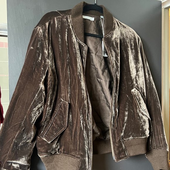 Vince brown velvet bomber jacker NWT - Picture 5 of 5